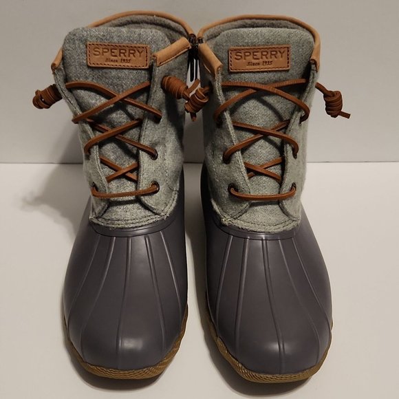 Women's Sperry Saltwater Duck Rain Boot Wool Embossed Thinsulate Gray US Size 9 - Picture 5 of 11